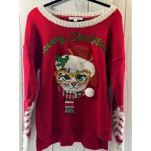 Celebrate Together Ugly Cute Christmas sweater - Meowy Christmas Kitty Size L